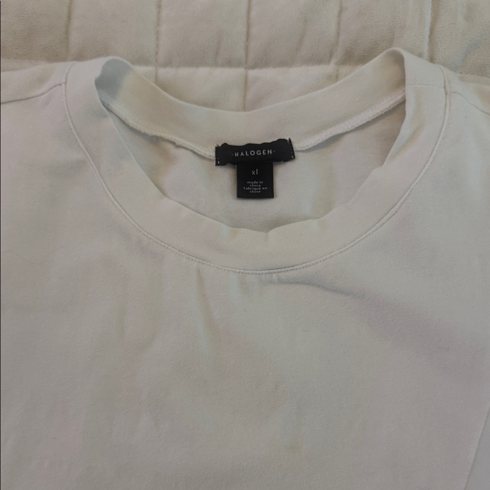 Halogen Soft White Crew Neck Tee
